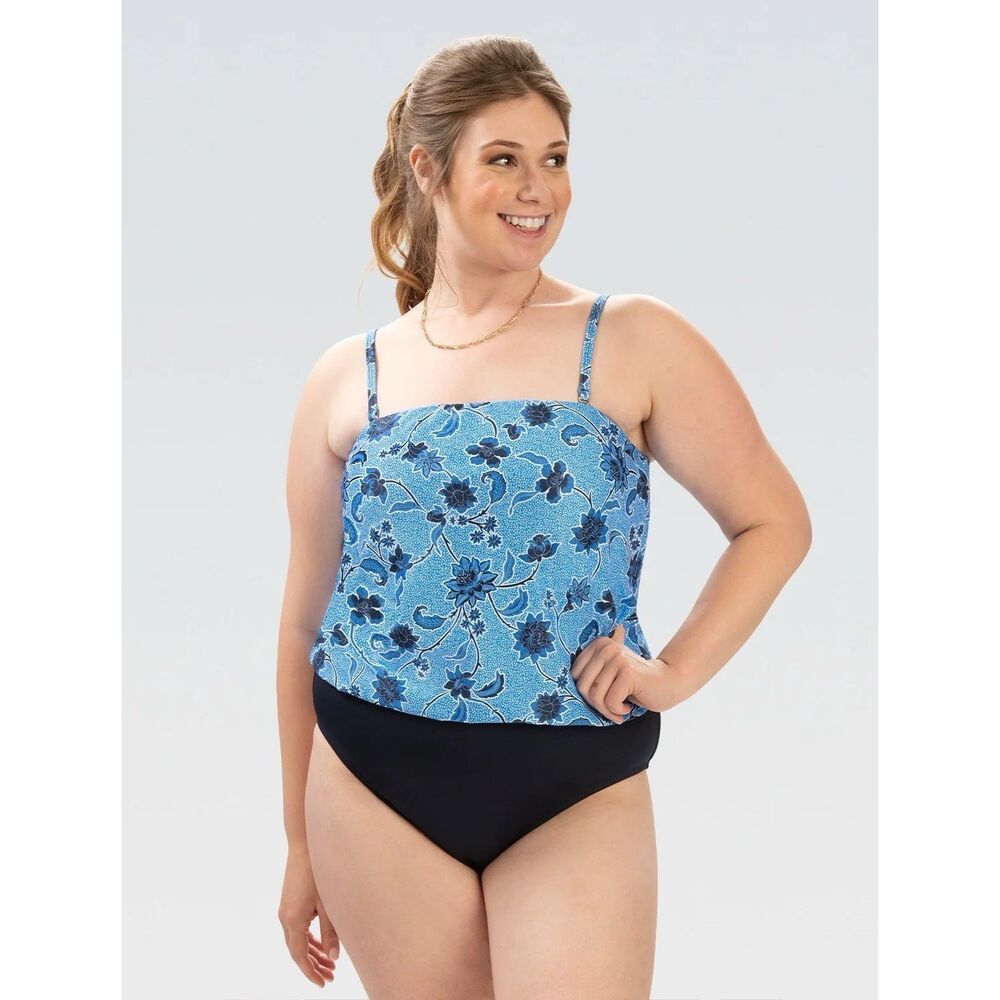 Dolfin‎ Aquashape $79 Printed Blouson One-Piece Swimsuit size 16 Amor-capri